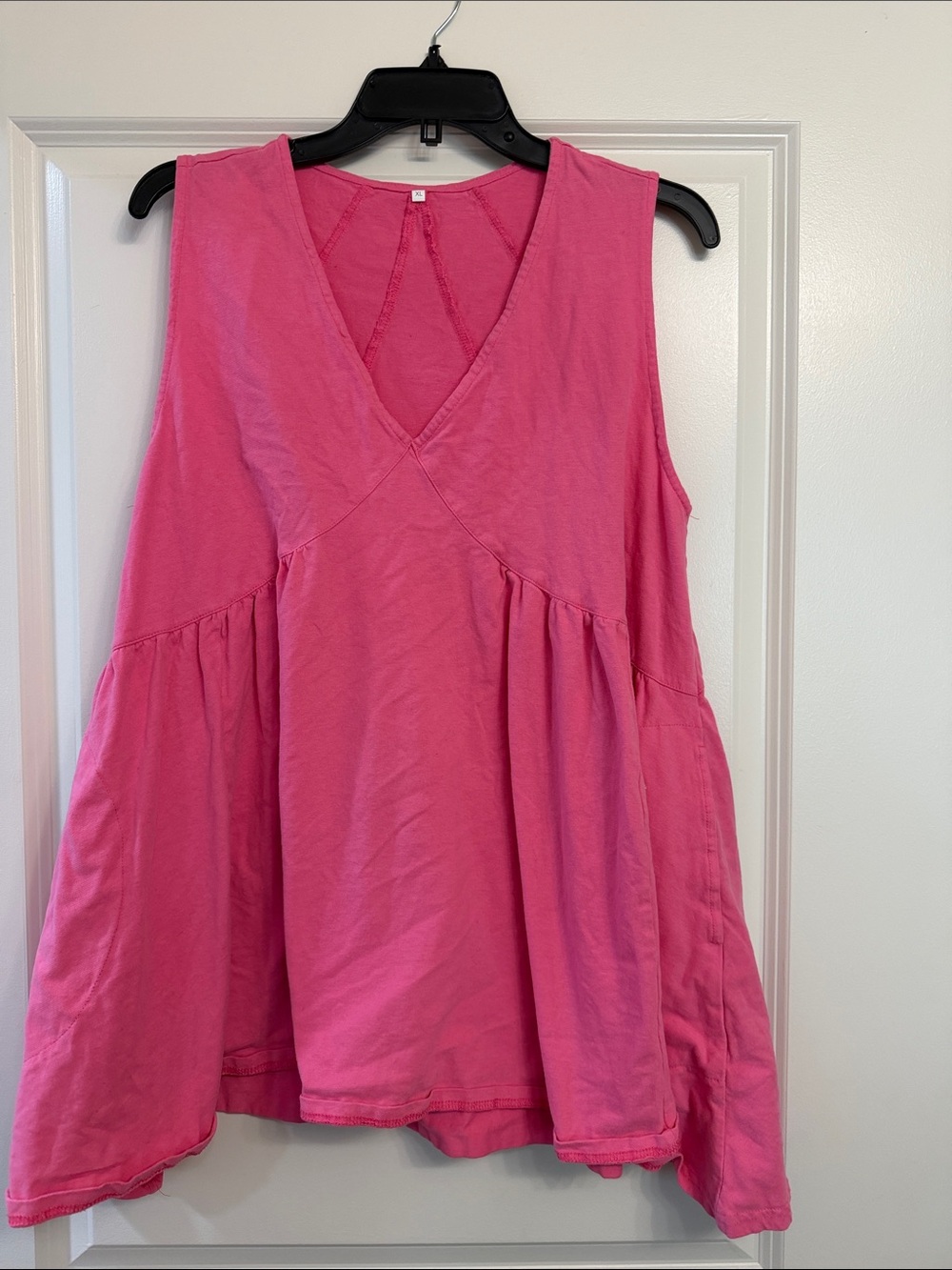 Women's Hot Pink Sleeveless V-Neck Mini Dress